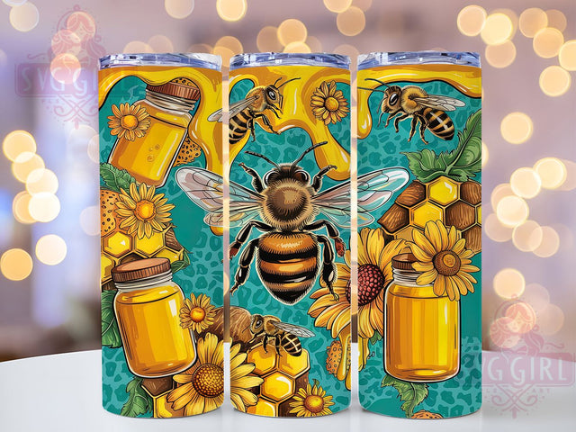 Bee Sunflower Honey Floral Tumbler, Sunflower Tumbler Design, Honey Bee Tumbler Wrap, 20oz Sublimation Wrap, Floral Bee Tumbler, Summer Vibes Tumbler, Nature Inspired Tumbler Design Sublimation SvggirlplusArt 