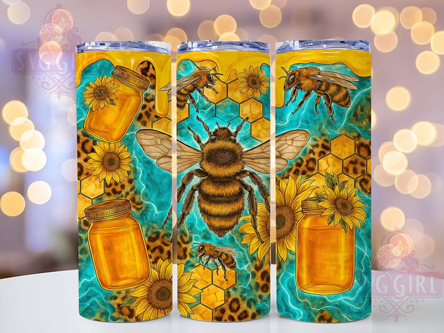 Bee Sunflower Honey Floral Tumbler, Sunflower Tumbler Design, Honey Bee Tumbler Wrap, 20oz Sublimation Wrap, Floral Bee Tumbler, Summer Vibes Tumbler, Nature Inspired Tumbler Design Sublimation SvggirlplusArt 