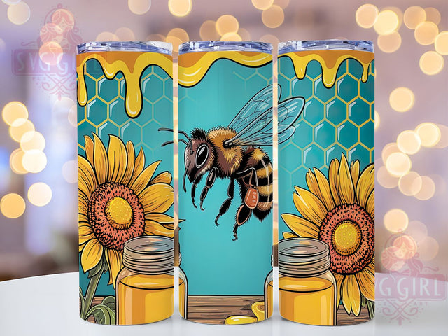 Bee Sunflower Honey Floral Tumbler, Sunflower Tumbler Design, Honey Bee Tumbler Wrap, 20oz Sublimation Wrap, Floral Bee Tumbler, Summer Vibes Tumbler, Nature Inspired Tumbler Design Sublimation SvggirlplusArt 