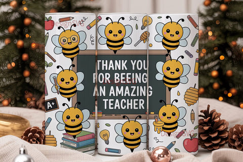 Bee Teacher Appreciation Tumbler Wrap Sublimation DesignSVG 