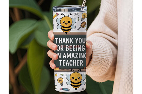 Bee Teacher Appreciation Tumbler Wrap Sublimation DesignSVG 