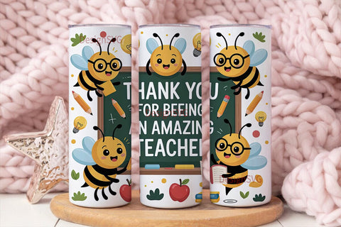 Bee Teacher Appreciation Tumbler Wrap Sublimation DesignSVG 