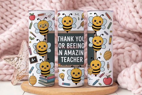 Bee Teacher Appreciation Tumbler Wrap Sublimation DesignSVG 