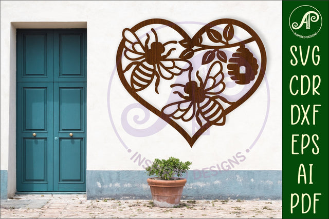 Bee themed heart wall sign, SVG file. SVG APInspireddesigns 