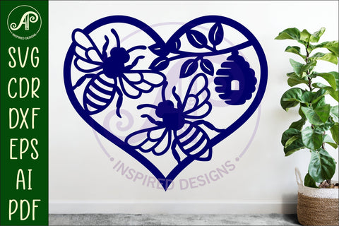Bee themed heart wall sign, SVG file. SVG APInspireddesigns 