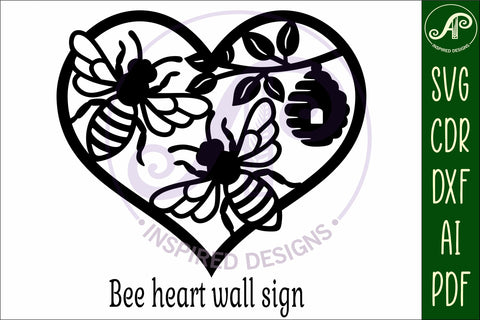 Bee themed heart wall sign, SVG file. SVG APInspireddesigns 