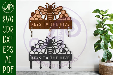 Bee themed Honey, Keys to the Hive Key holder designs SVG APInspireddesigns 