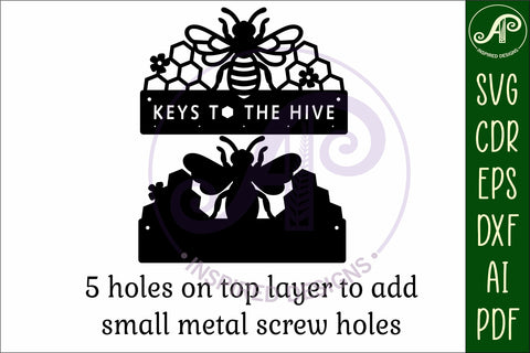 Bee themed Honey, Keys to the Hive Key holder designs SVG APInspireddesigns 