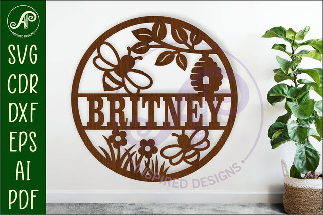 Bee themed name sign svg laser sign SVG APInspireddesigns 