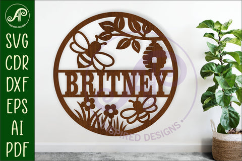 Bee themed name sign svg laser sign SVG APInspireddesigns 
