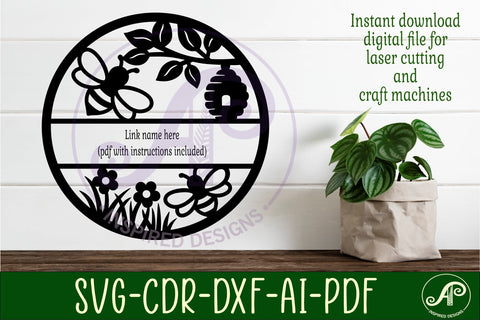 Bee themed name sign svg laser sign SVG APInspireddesigns 
