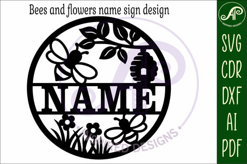 Bee themed name sign svg laser sign SVG APInspireddesigns 