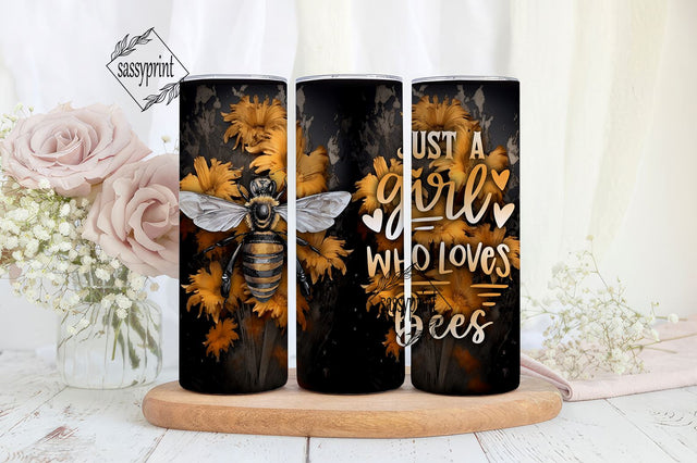 Bee Tumbler Gifts for Animal Lovers - Bee Birthday Gifts for Girls Women Friends - Floral Bee Lover Gifts - Just A Girl Who Loves Bees Sublimation sassyprint 