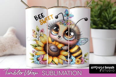 Bee Tumbler Wrap, Inspirational Quote Tumbler Sublimation Sublimation OrangeBrushStudio 