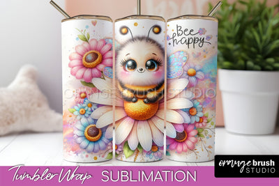 Bee Tumbler Wrap, Inspirational Quote Tumbler Sublimation Sublimation OrangeBrushStudio 