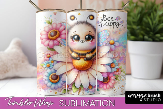 Bee Tumbler Wrap, Inspirational Quote Tumbler Sublimation Sublimation OrangeBrushStudio 