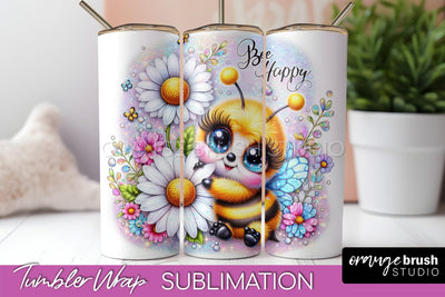Bee Tumbler Wrap, Inspirational Quote Tumbler Sublimation Sublimation OrangeBrushStudio 