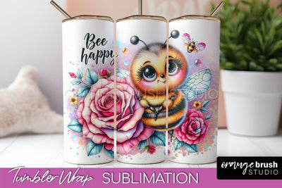 Bee Tumbler Wrap, Inspirational Quote Tumbler Sublimation Sublimation OrangeBrushStudio 