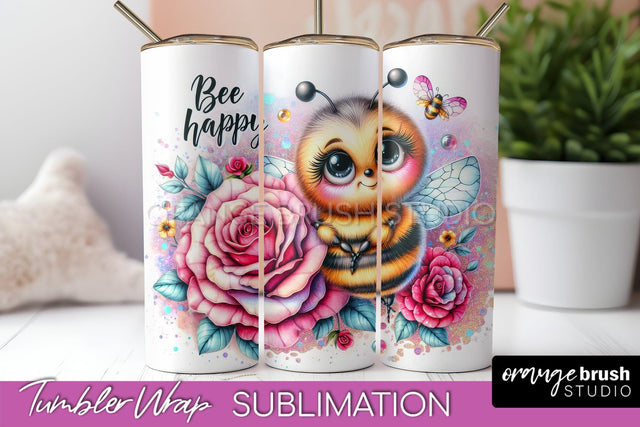 Bee Tumbler Wrap, Inspirational Quote Tumbler Sublimation Sublimation OrangeBrushStudio 