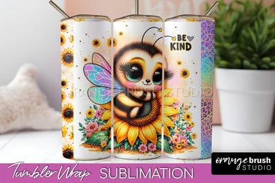 Bee Tumbler Wrap, Inspirational Quote Tumbler Sublimation Sublimation OrangeBrushStudio 