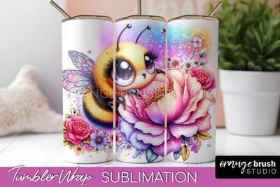 Bee Tumbler Wrap, Inspirational Quote Tumbler Sublimation Sublimation OrangeBrushStudio 
