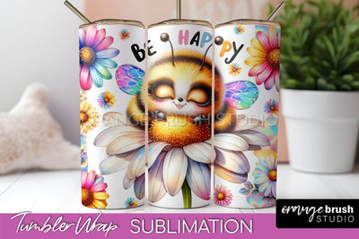 Bee Tumbler Wrap, Inspirational Quote Tumbler Sublimation Sublimation OrangeBrushStudio 