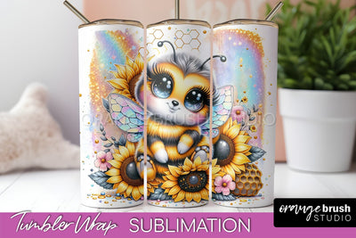 Bee Tumbler Wrap, Inspirational Quote Tumbler Sublimation Sublimation OrangeBrushStudio 
