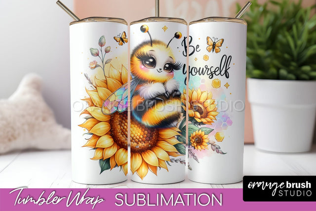 Bee Tumbler Wrap, Inspirational Quote Tumbler Sublimation Sublimation OrangeBrushStudio 