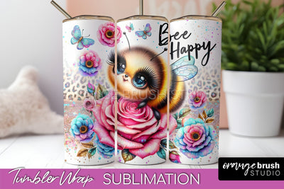 Bee Tumbler Wrap, Inspirational Quote Tumbler Sublimation Sublimation OrangeBrushStudio 