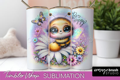 Bee Tumbler Wrap, Inspirational Quote Tumbler Sublimation Sublimation OrangeBrushStudio 