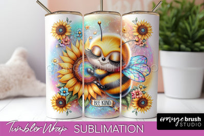 Bee Tumbler Wrap, Inspirational Quote Tumbler Sublimation Sublimation OrangeBrushStudio 