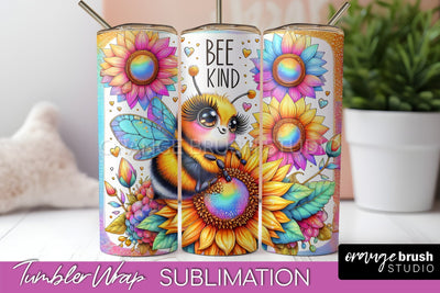 Bee Tumbler Wrap, Inspirational Quote Tumbler Sublimation Sublimation OrangeBrushStudio 