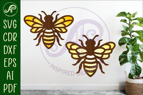 Bee two layer laser cut outs SVG file SVG APInspireddesigns 