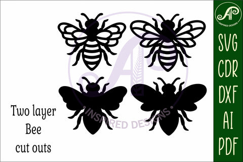 Bee two layer laser cut outs SVG file SVG APInspireddesigns 