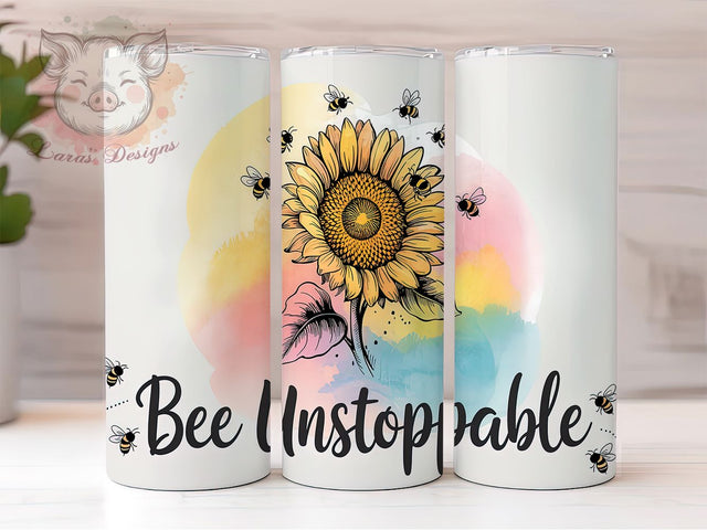 Bee Unstoppable Motivational Tumbler, Positive Affirmation Wrap, Motivational Tumbler, 20oz Bee Design, Inspirational Quote, Bee and Honey Tumbler, Self Love Affirmation Sublimation Sublimation Lara' s Designs 