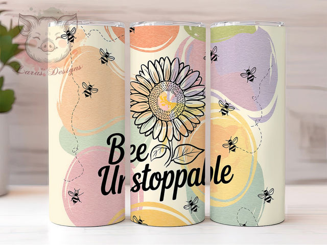 Bee Unstoppable Motivational Tumbler, Positive Affirmation Wrap, Motivational Tumbler, 20oz Bee Design, Inspirational Quote, Bee and Honey Tumbler, Self Love Affirmation Sublimation Sublimation Lara' s Designs 