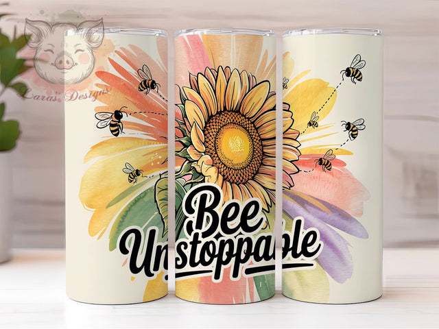 Bee Unstoppable Motivational Tumbler, Positive Affirmation Wrap, Motivational Tumbler, 20oz Bee Design, Inspirational Quote, Bee and Honey Tumbler, Self Love Affirmation Sublimation Sublimation Lara' s Designs 