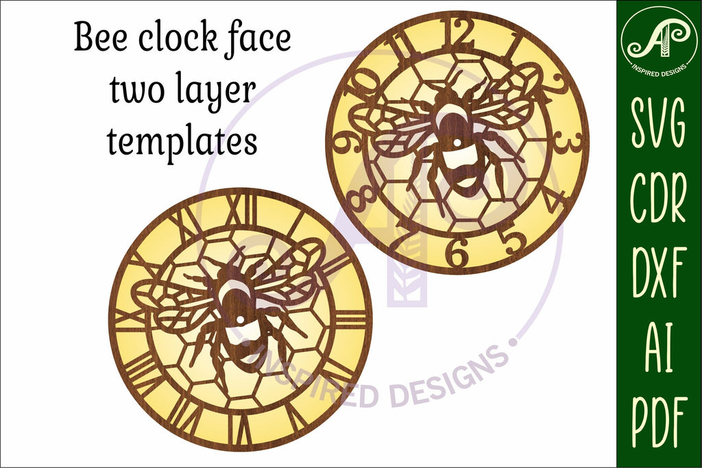 Bee Clock Vector Bee wall clock laser cut files, SVG file. vector - So Fontsy