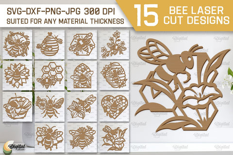 Bee Wall Decor Laser Cut Bundle. Honey Bee Wall Art SVG SVG Evgenyia Guschina 