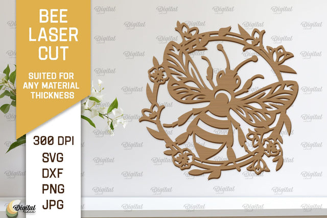 Bee Wall Decor Laser Cut. Honey Bee Wall Art SVG Design SVG Evgenyia Guschina 