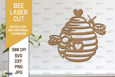 Bee Wall Decor Laser Cut. Honey Bee Wall Art SVG Design SVG Evgenyia Guschina 