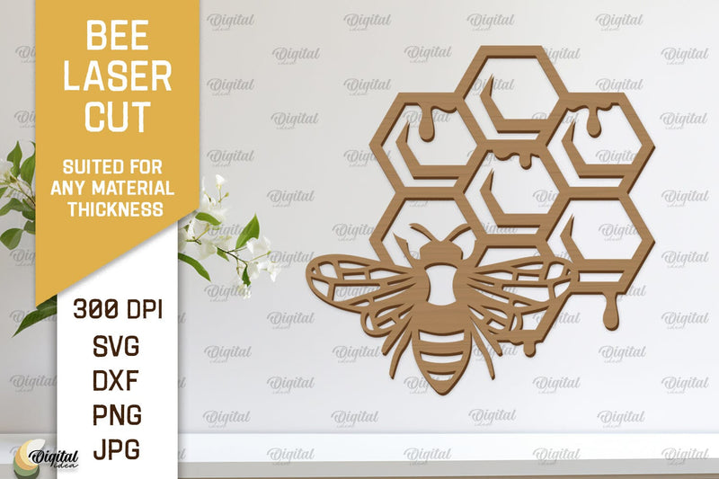 Bee Wall Decor Laser Cut. Honey Bee Wall Art SVG Design SVG Evgenyia Guschina 