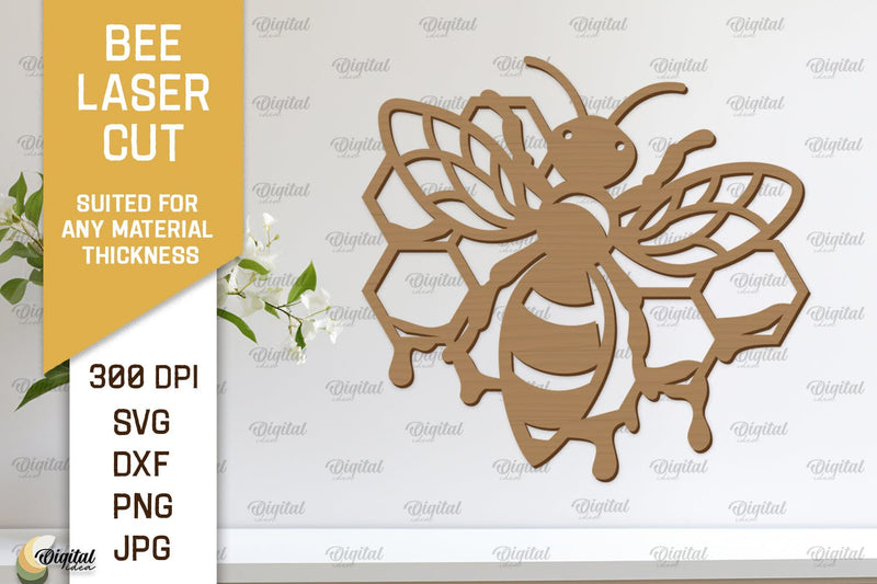 Bee Wall Decor Laser Cut. Honey Bee Wall Art SVG Design SVG Evgenyia Guschina 