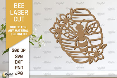 Bee Wall Decor Laser Cut. Honey Bee Wall Art SVG Design SVG Evgenyia Guschina 