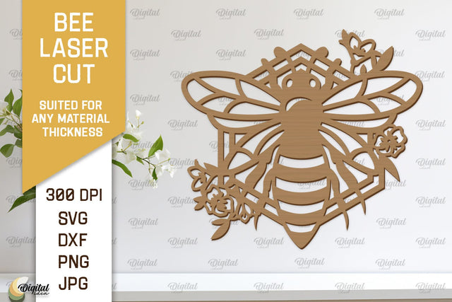 Bee Wall Decor Laser Cut. Honey Bee Wall Art SVG Design SVG Evgenyia Guschina 
