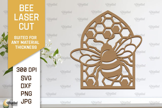 Bee Wall Decor Laser Cut. Honey Bee Wall Art SVG Design SVG Evgenyia Guschina 