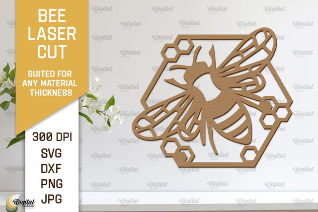 Bee Wall Decor Laser Cut. Honey Bee Wall Art SVG Design SVG Evgenyia Guschina 