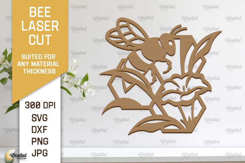 Bee Wall Decor Laser Cut. Honey Bee Wall Art SVG Design SVG Evgenyia Guschina 