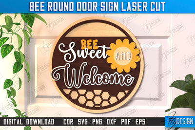 Bee Welcome Sign Laser Cut | Summer Front Door Decor | Welcome Sign | CNC File SVG Fly Design 