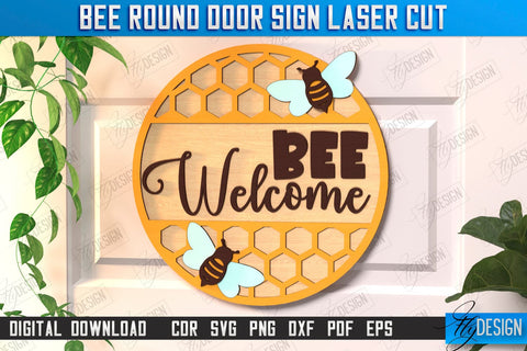 Bee Welcome Signs Laser Cut Bundle | Summer Front Door Decor | Welcome Sign | CNC Files SVG Fly Design 